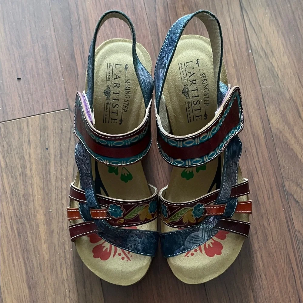 Spring Step Colorful Leather Sandals - Picture 1 of 5